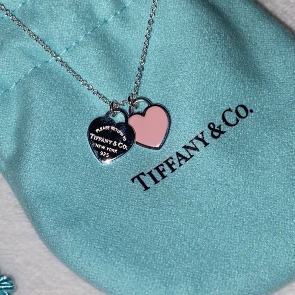 Return to Tiffany Pink Double Heart Tag Pendant